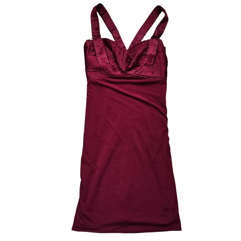 Laundry by Shelli Segal Wine Red Stretch Dress 6 NWT Silk Blend Stretch